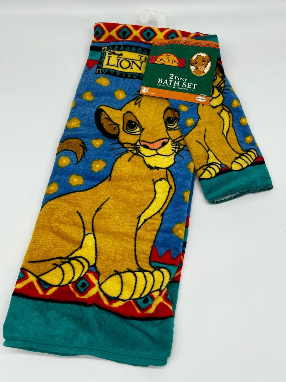 Disneyās The Lion King Blue Teal Yellow Kids Bath Towel Set NWT